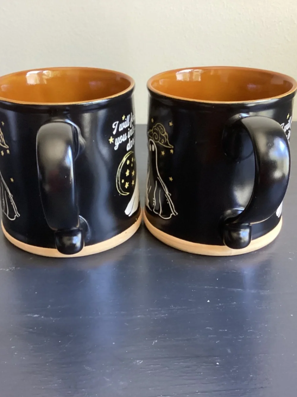 Brand New Set of 2 Spectrum Halloween Embossed Mugs “I will follow you into..”